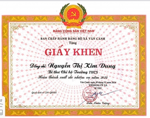 Thành tích của Chi bộ trường THCS Vân Canh năm 2024