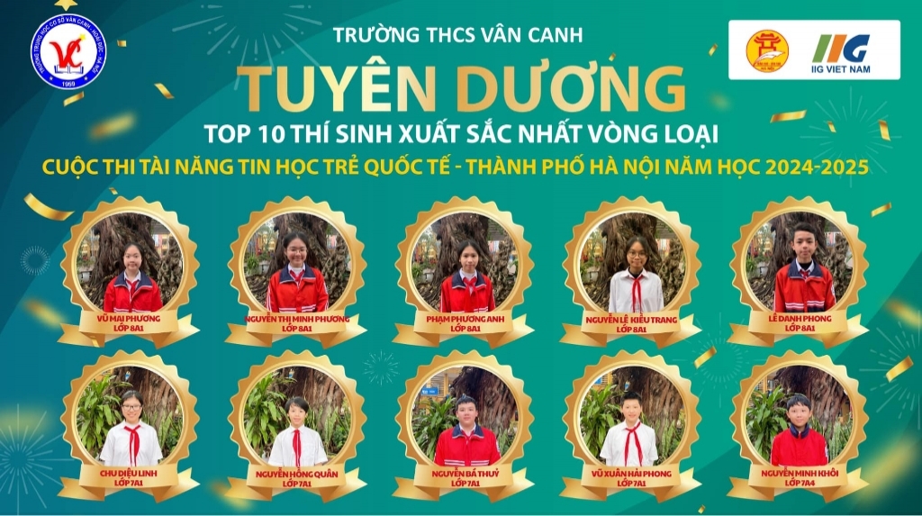 🏆 Vinh danh top 10 học sinh xuất sắc nhất vòng loại cuộc thi tài năng tin học trẻ 🏆