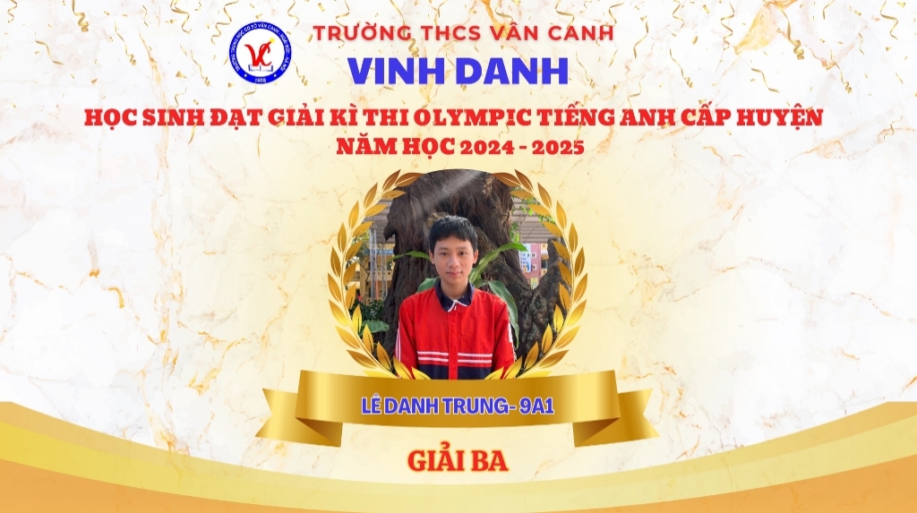Vinh danh học sinh xuất sắc đạt giải kì thi olympic tiếng anh cấp huyện năm học 2024-2025