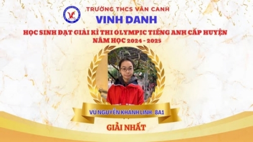 Vinh danh học sinh xuất sắc đạt giải kì thi olympic tiếng anh cấp huyện năm học 2024-2025