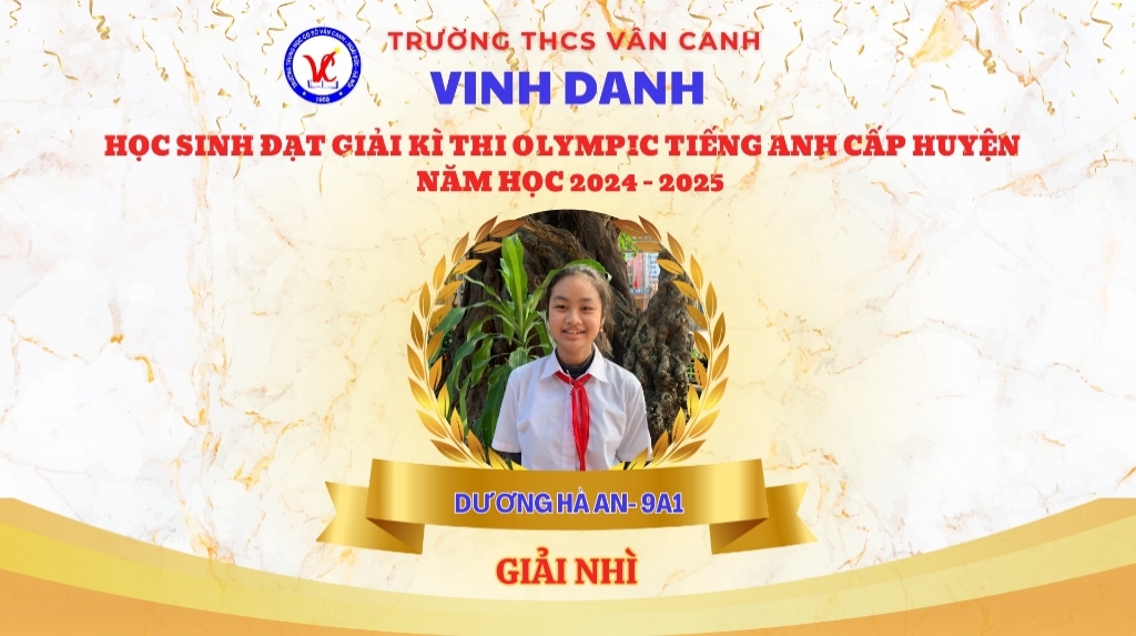 Vinh danh học sinh xuất sắc đạt giải kì thi olympic tiếng anh cấp huyện năm học 2024-2025