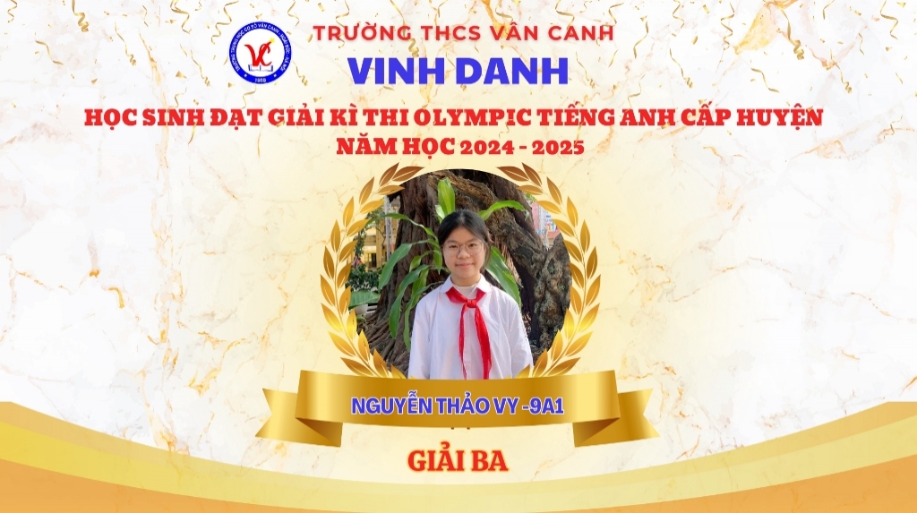 Vinh danh học sinh xuất sắc đạt giải kì thi olympic tiếng anh cấp huyện năm học 2024-2025