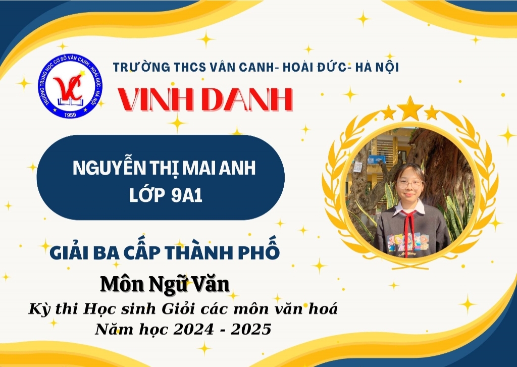 Vinh danh học sinh giỏi cấp thành phố các môn văn hoá năm học 2024-2025