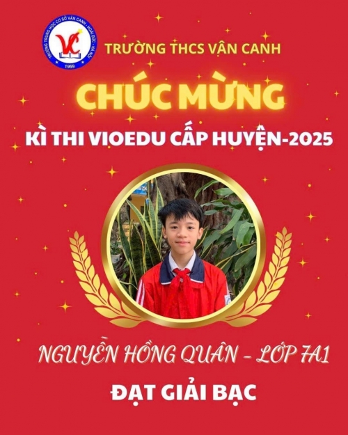 Vinh danh học sinh xuất sắc đạt giải trong kỳ thi vioedu cấp huyện năm học 2024-2025