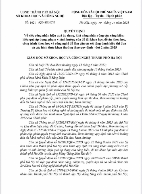 Thầy giáo Phùng Chí Tân đạt Sáng kiến kinh nghiệm cấp Thành phố (Đợt 2 năm 2025)