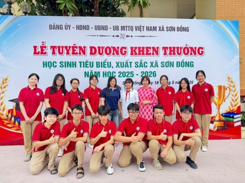 Xã Sơn Đồng tuyên dương, khen thưởng học sinh tiêu biểu năm học 2025 – 2026