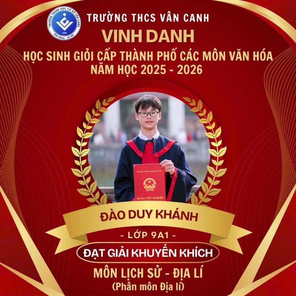Vinh danh học sinh giỏi các môn văn hóa thành phố Hà Nội năm học 2025-2026