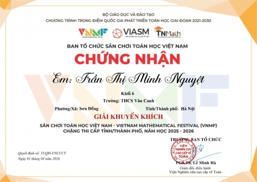🌟 Chúc mừng học sinh đạt giải sân chơi toán học Việt Nam VNMF 🌟