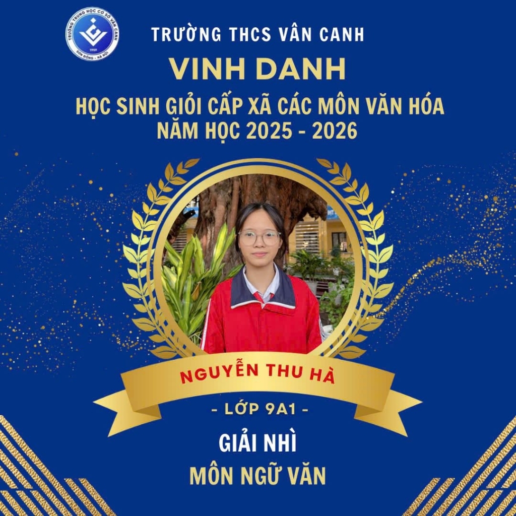 Vinh danh học sinh giỏi lớp 9 cấp xã các môn văn hóa năm học 2025 – 2026