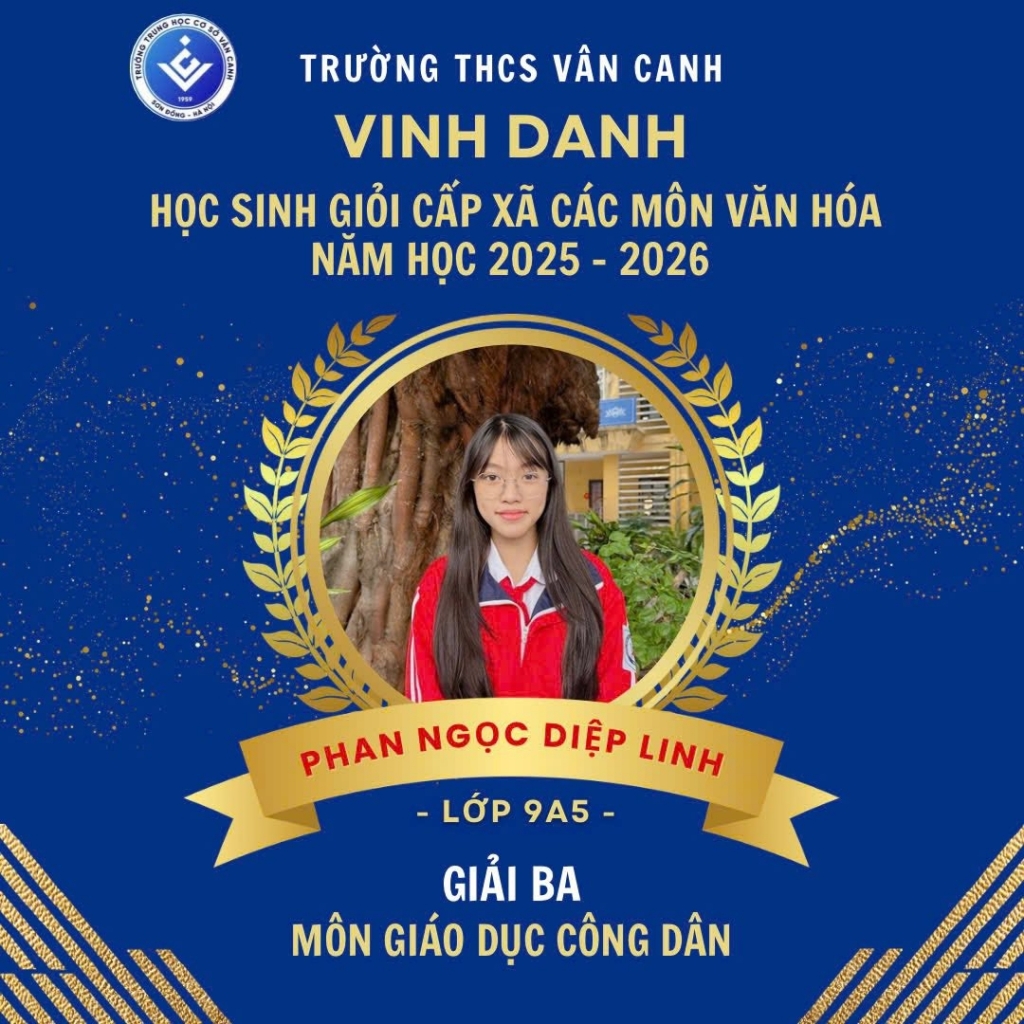 Vinh danh học sinh giỏi lớp 9 cấp xã các môn văn hóa năm học 2025 – 2026