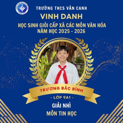Vinh danh học sinh giỏi lớp 9 cấp xã các môn văn hóa năm học 2025 – 2026