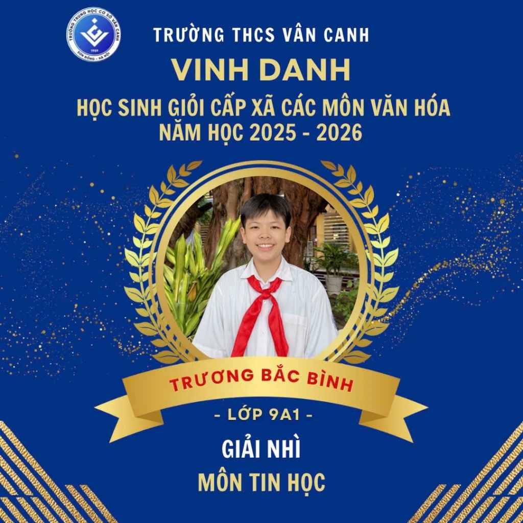 Vinh danh học sinh giỏi lớp 9 cấp xã các môn văn hóa năm học 2025 – 2026