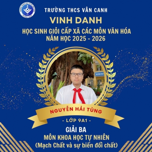 Vinh danh học sinh giỏi lớp 9 cấp xã các môn văn hóa năm học 2025 – 2026