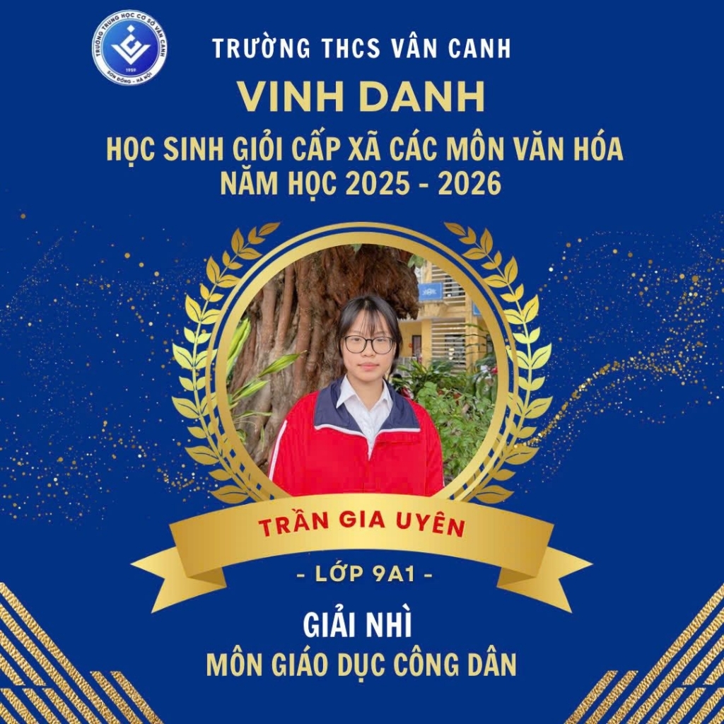 Vinh danh học sinh giỏi lớp 9 cấp xã các môn văn hóa năm học 2025 – 2026