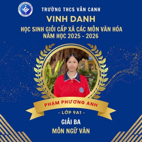 Vinh danh học sinh giỏi lớp 9 cấp xã các môn văn hóa năm học 2025 – 2026