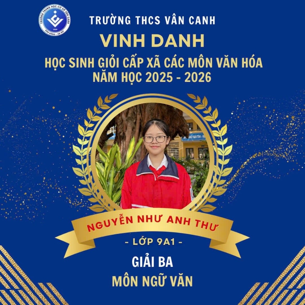 Vinh danh học sinh giỏi lớp 9 cấp xã các môn văn hóa năm học 2025 – 2026