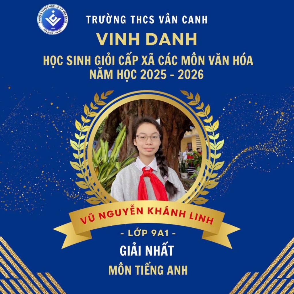 Vinh danh học sinh giỏi lớp 9 cấp xã các môn văn hóa năm học 2025 – 2026