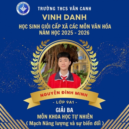 Vinh danh học sinh giỏi lớp 9 cấp xã các môn văn hóa năm học 2025 – 2026