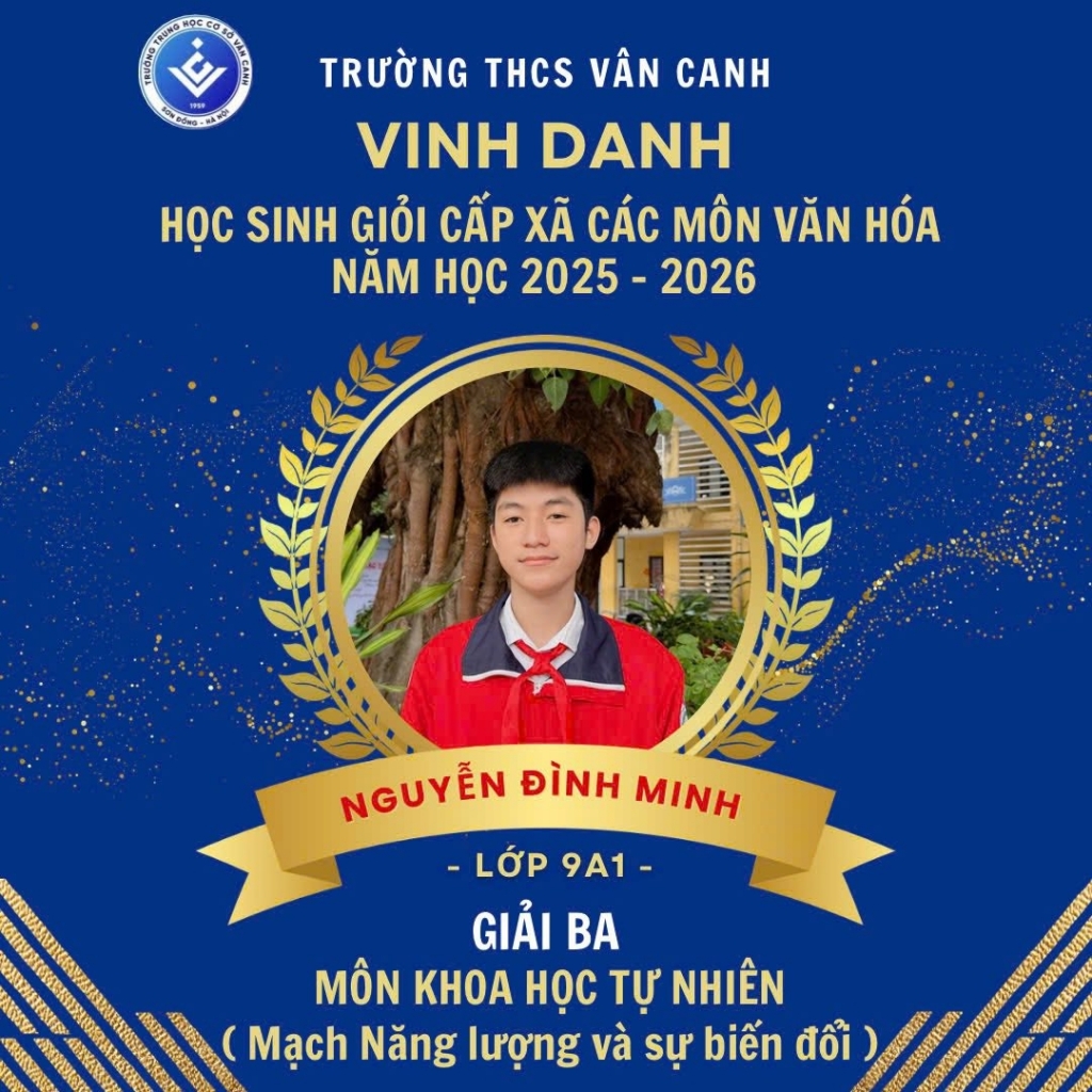 Vinh danh học sinh giỏi lớp 9 cấp xã các môn văn hóa năm học 2025 – 2026